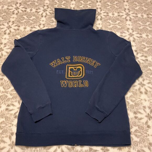 Vintage Disney Parks zip up Hoodie Navy and Yellow, Medium - Picture 1 of 7
